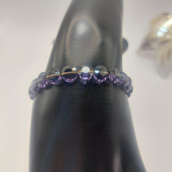 ALEX AND ANI Amethyst Luxe Bracelet Beaded Faceted Bangle Gold Electroplate EUC - Picture 11 of 14